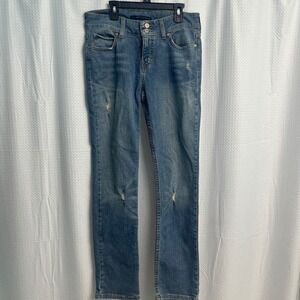 Levis 526 Slender Straight Jeans Womens 6 Medium Wash Distressed Denim 31x32